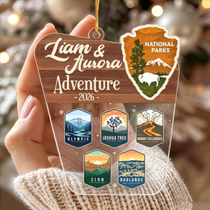 National Parks Photo Ornament, Personalized Couple Travelling Christmas Gift