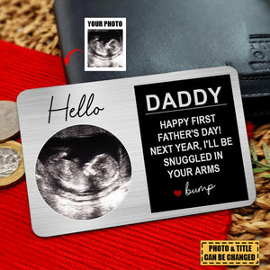 Happy First Father's Day - Personalized Aluminum Photo Wallet Card