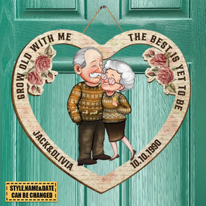 Grow Old With Me Old Couples Anniversary - Personalized Wood Sign