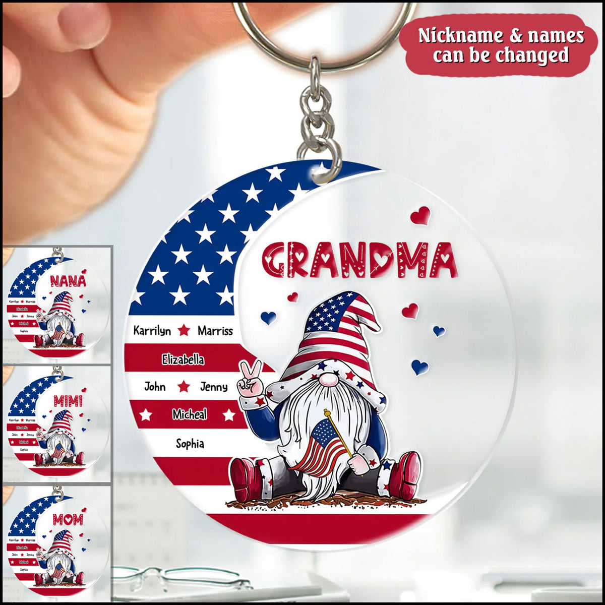 4th Of July Grandma's Sweetheart -Gift For Grandma, Mom Personalized Acrylic Keychain