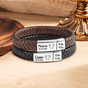 Baby Birth Details, Personalized Bracelet,Father's Day Gift