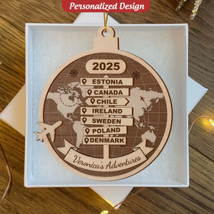 Personalized Travel Adventure Ornament, Travel Christmas Gift