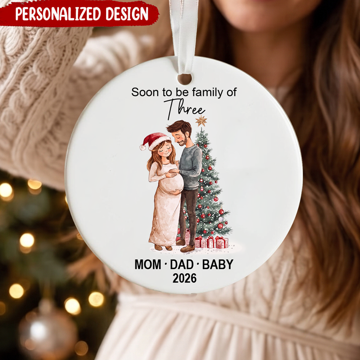 Pregnancy Custom Family  Christmas Ornament,Expecting New Baby Ornament