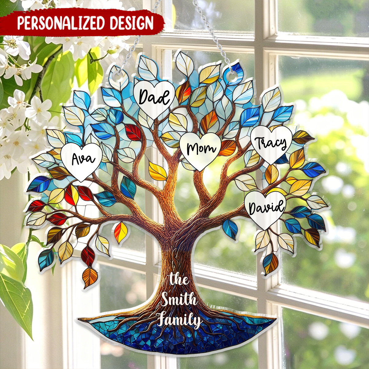 Personalized Family Tree Of Life Suncatcher - Window Hanging Gift