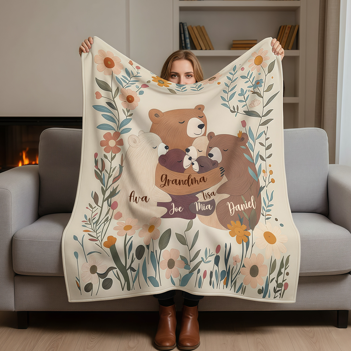 Personalized Floral Blanket For Mom , Mother's Day Gift For Mom Or Grandma