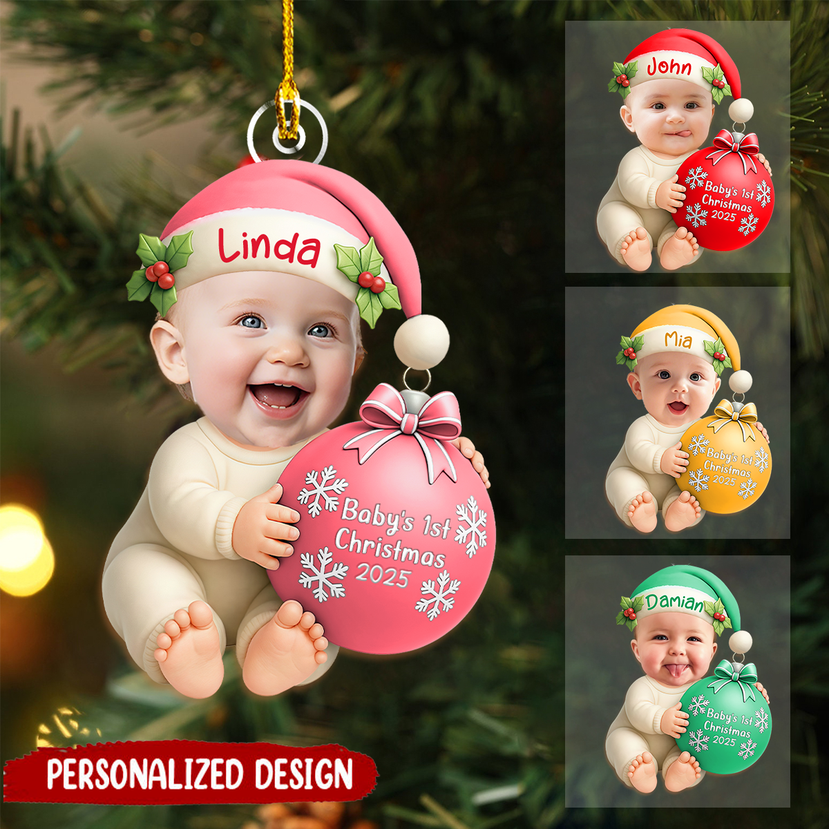 Baby's 1st Christmas Gift - Custom Photo Ornament