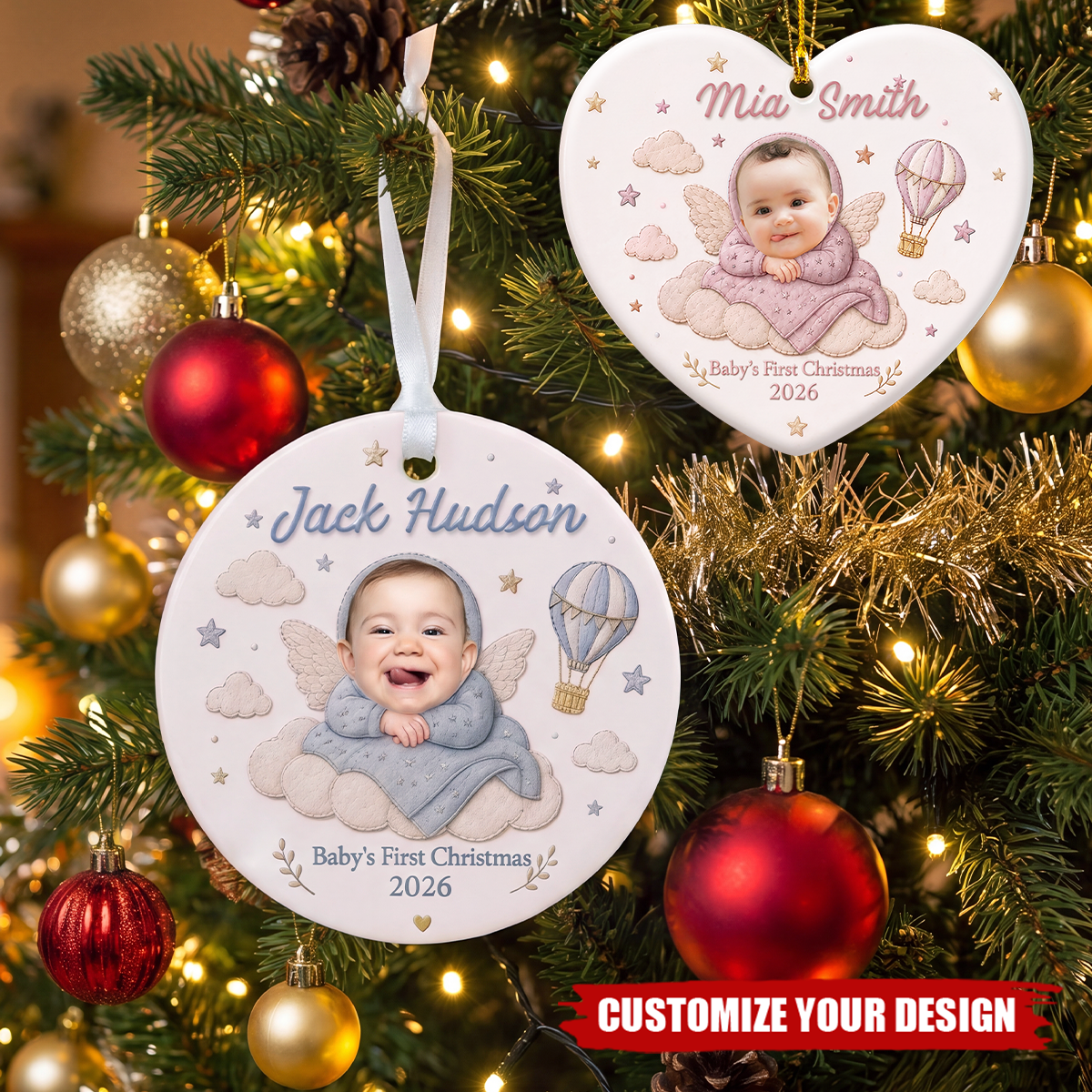 Personalized Baby First Christmas Photo Ornament