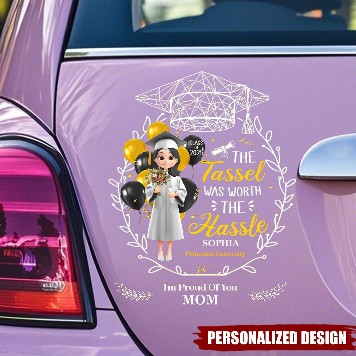 The Tassel Was Worth The Hassle Personalized Car Stickers, Class Of 2025