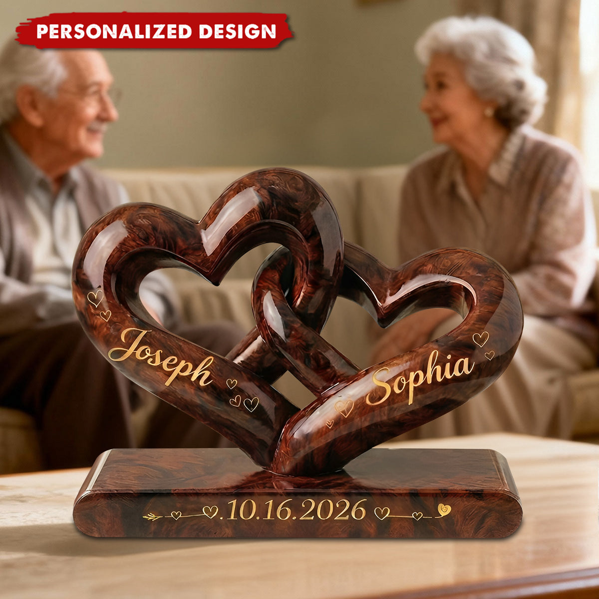 Personalized Acrylic Heart Infinity Plaque, Custom Couple Names Anniversary Gift