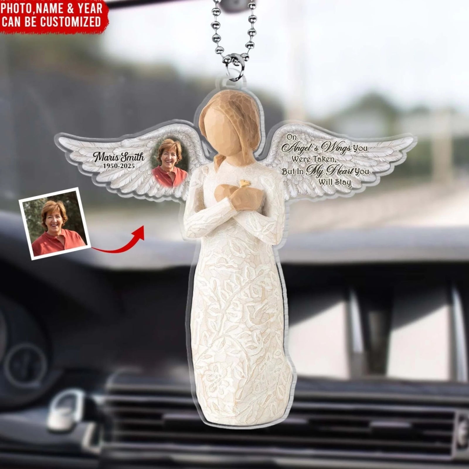 In My Heart You Will Stay - Personalized Acrylic Car Hanger