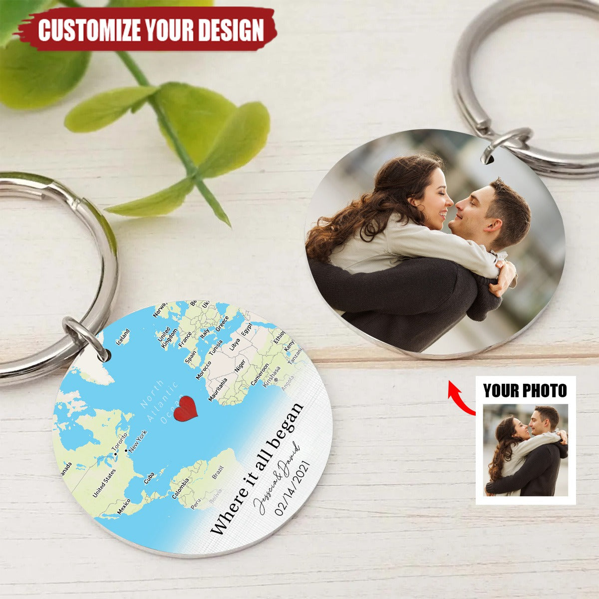 Where It All Began Personalized Circle Aluminum Keychain
