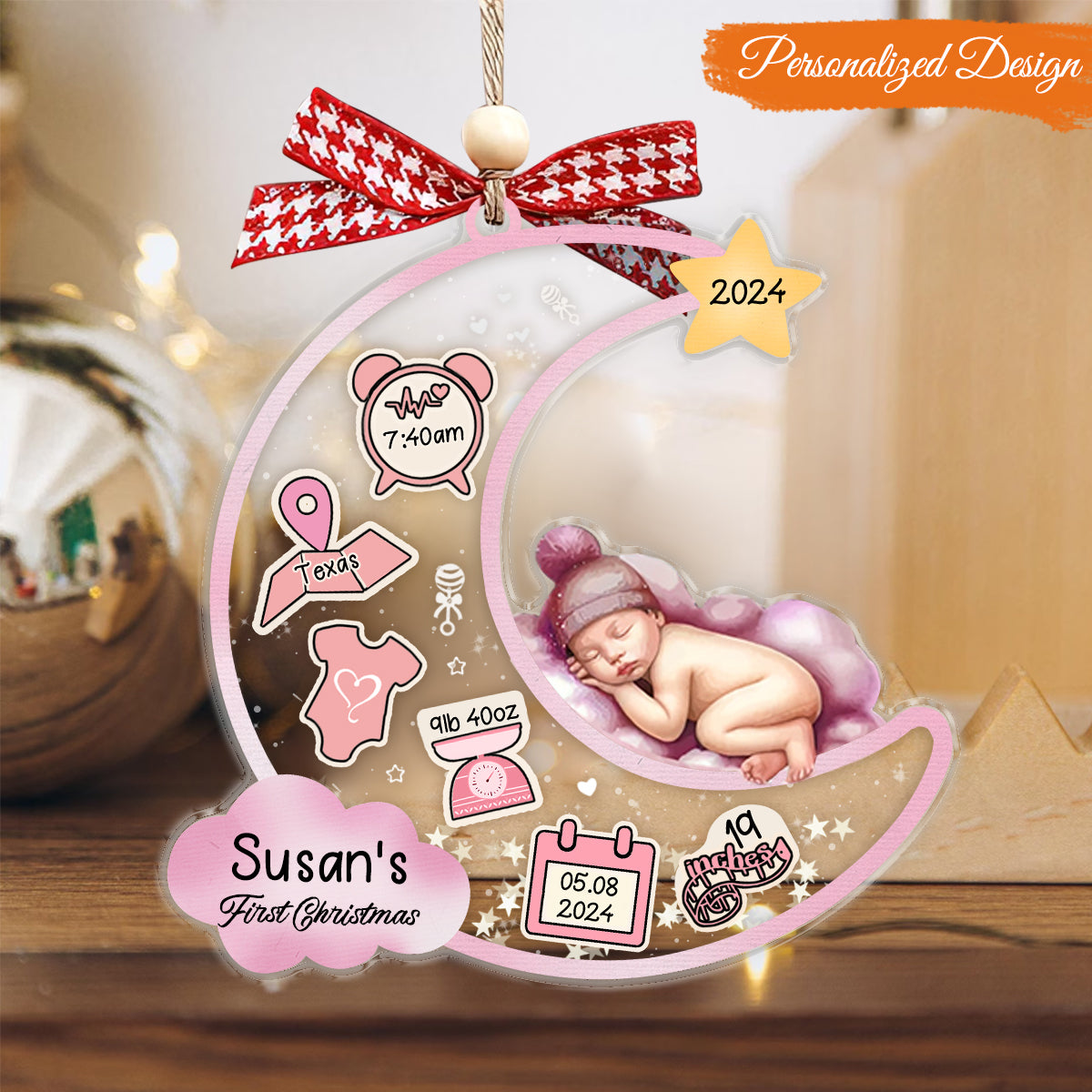Personalized Newborn's First Christmas Gift Ornament