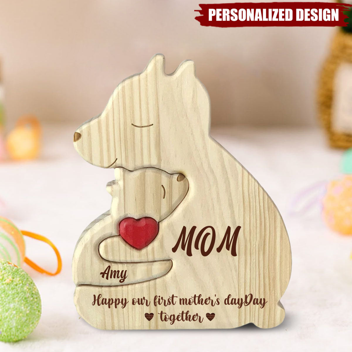 Personalized Bear Mom & Kid Puzzle, Mother's Day Gift