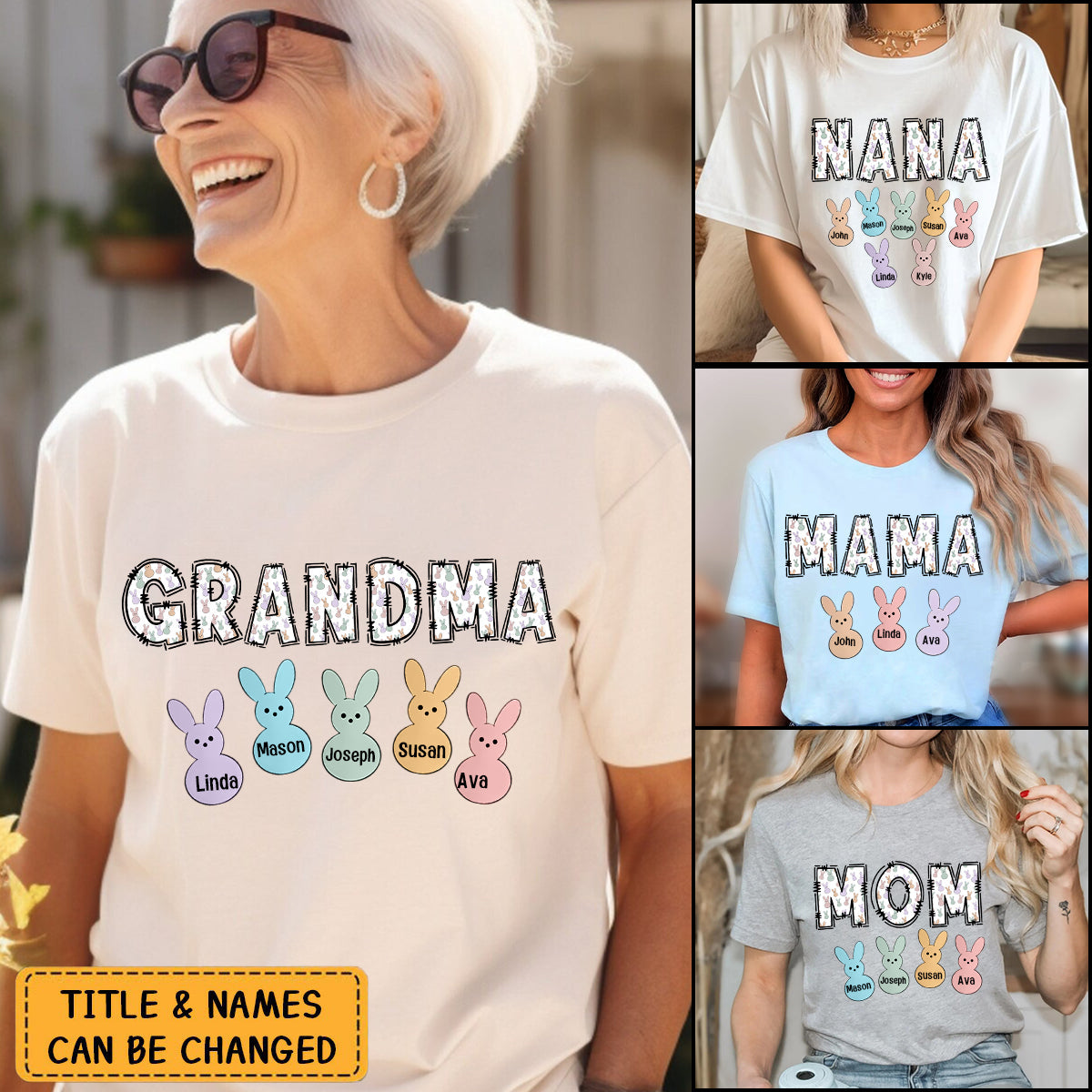 Custom Easter Mama Tshirt With Kids Names-Easter Gift