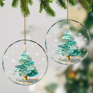 Personalized Sea Glass Family Tree Ornament, Christmas Family Ornament