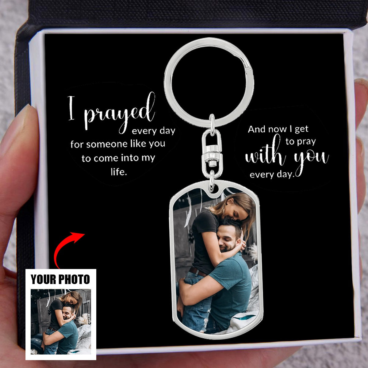 Personalized Custom Text and Photo Keychain - Gift For Couple