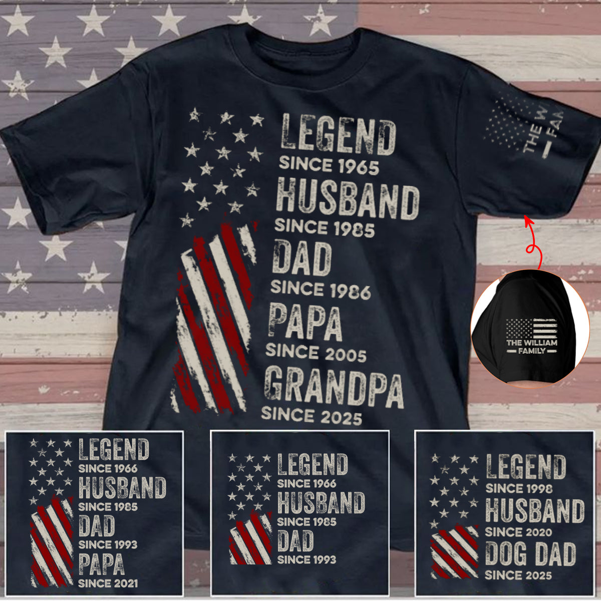 Legend, Husband, Dad And Grandpa Custom Family Name - Personalized Shirt