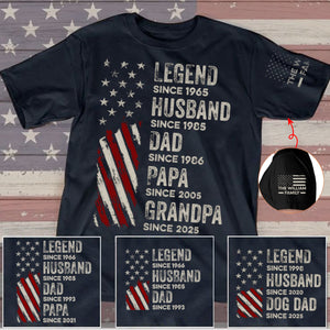 Legend, Husband, Dad And Grandpa Custom Family Name - Personalized Shirt