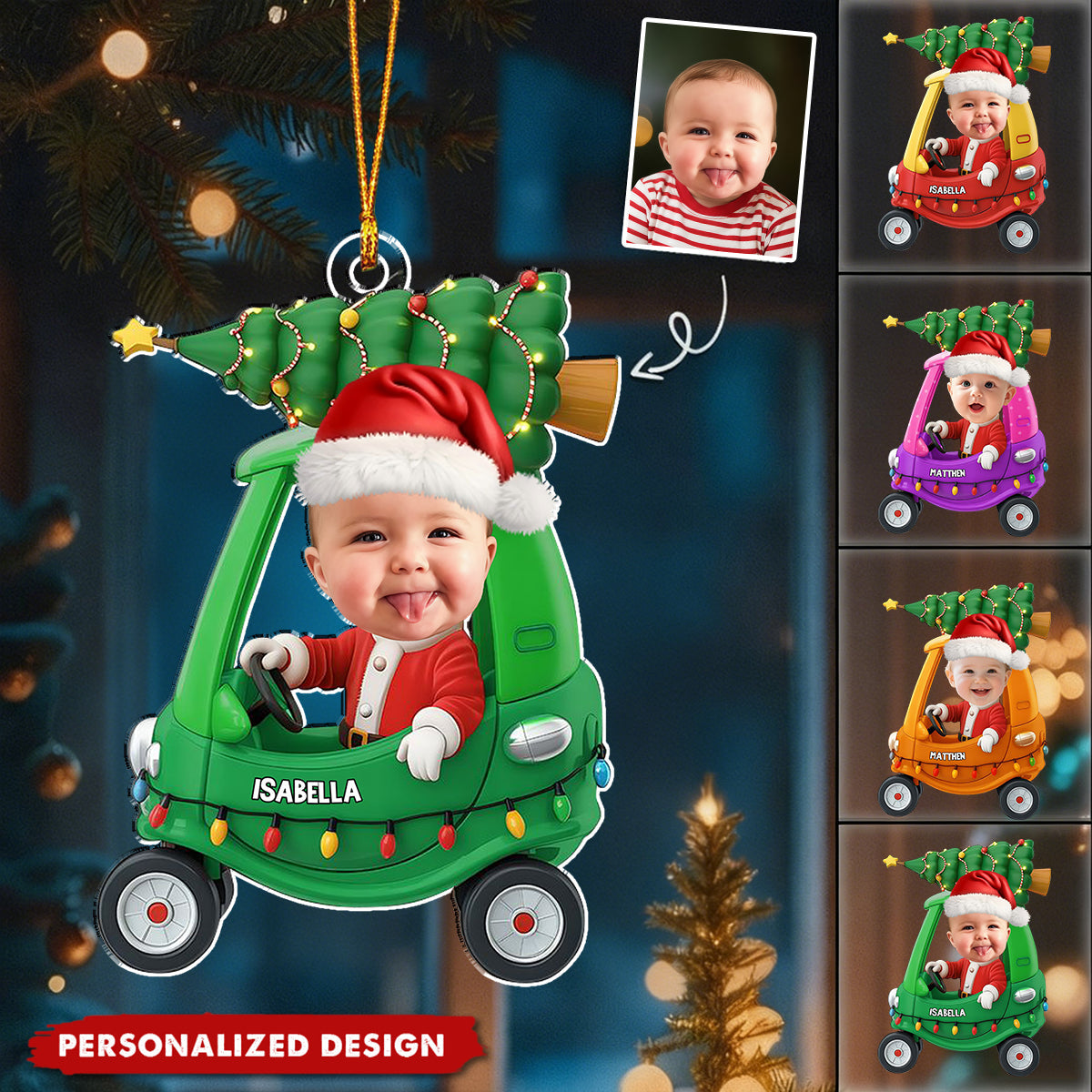 My Lovely Grandkid - Personalized Baby Photo Christmas Ornament