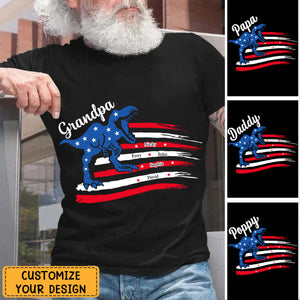 Gift For Dinosaur Grandpa July 4th Personalized T-shirt