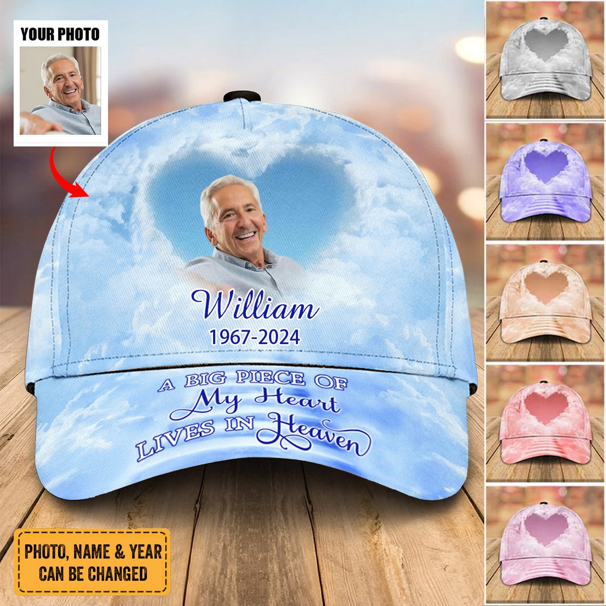 A Big Piece Of My Heart Lives In Heaven Personalized Cap