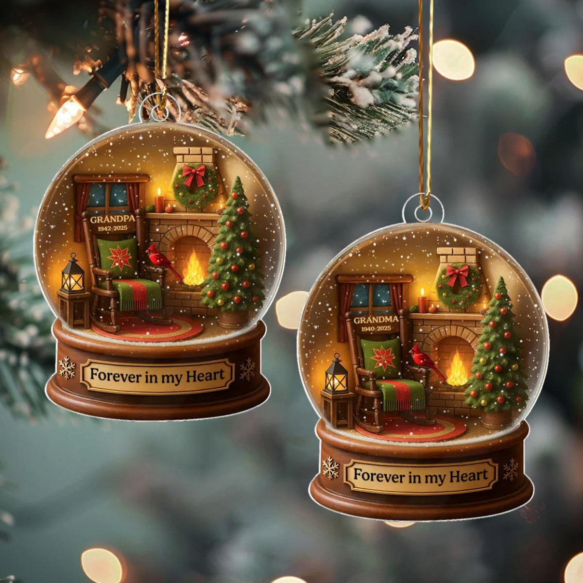 Christmas In Heaven, Snow Globe 3D Effect Personalized Ornament