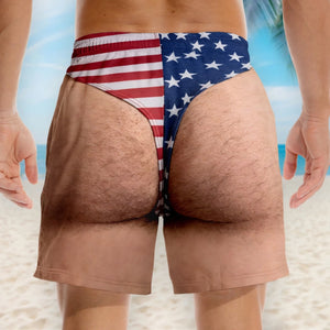 Freedom And Chill Custom Funny Patriotic Men Swim Trunks, Summer Vacation Travel Gift