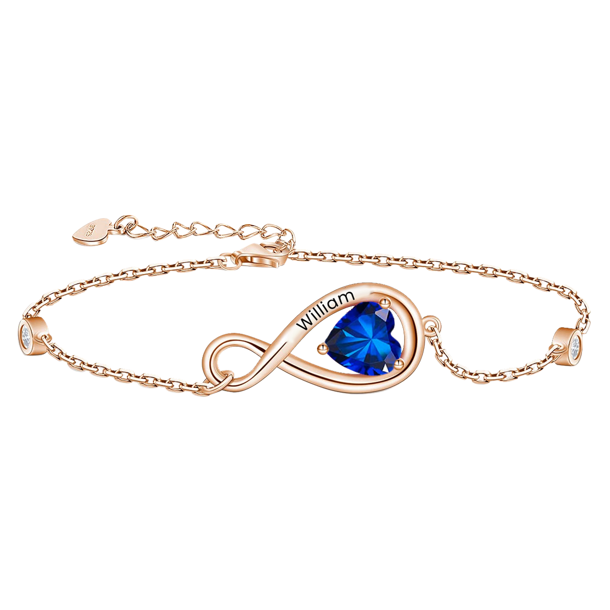 Memorial Personalized Sterling Silver Bracelet With Heart Birthstone