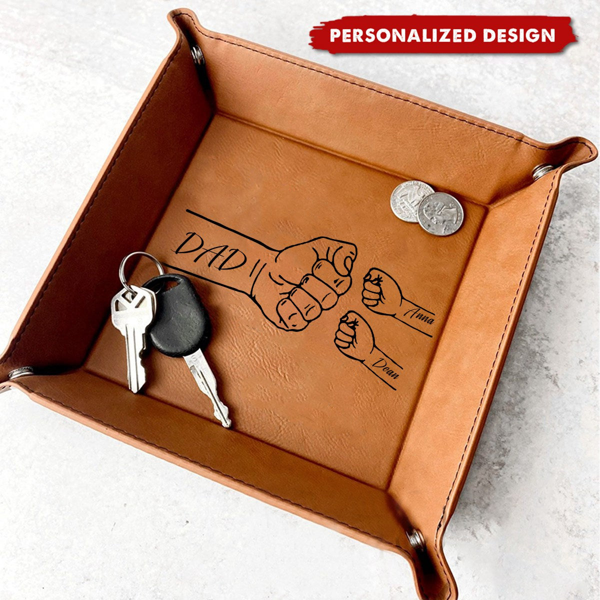 Dad Fist Bump Catch All Table Tray Personalized Valet Tray