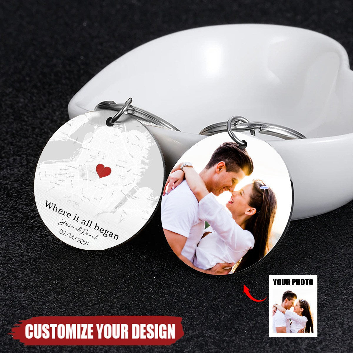 Where It All Began Personalized Circle Aluminum Keychain