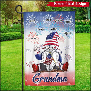 4th Of July Grandma Mom Firework Kids Personalized Flag