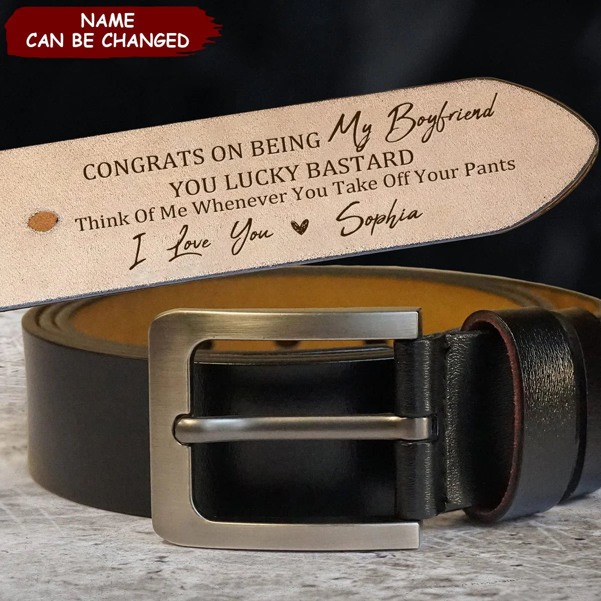 Congrats On Being My Husband  - Personalized Engraved Leather Belt