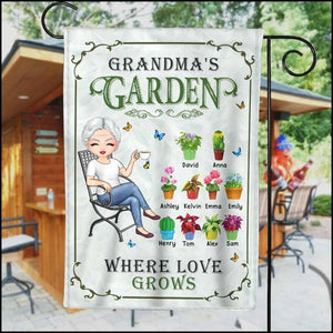 Grandma Mom Garden Where Love Grows Personalized Flag
