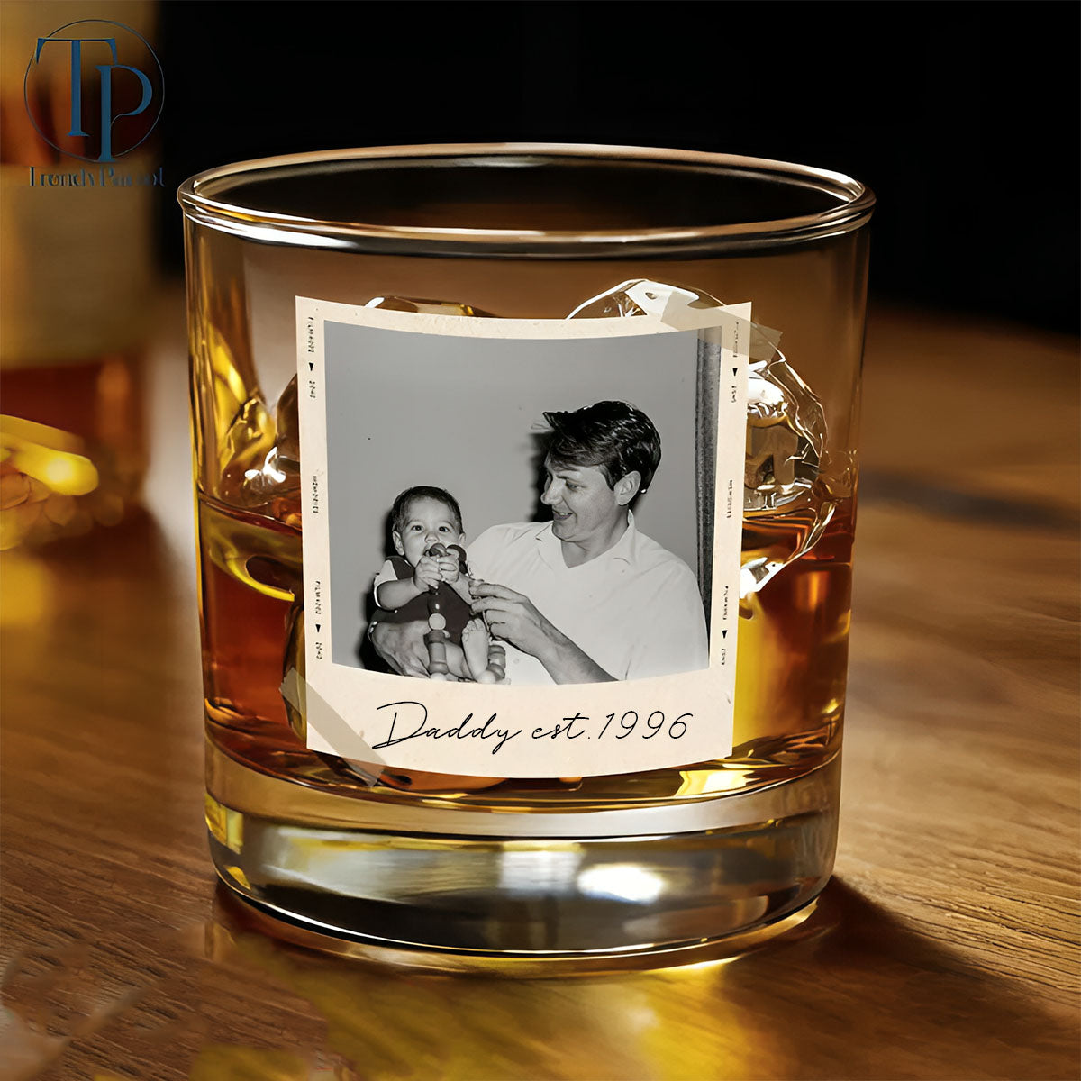 Father’s Day Personalized Photo Whiskey Glass For Dad & Grandpa