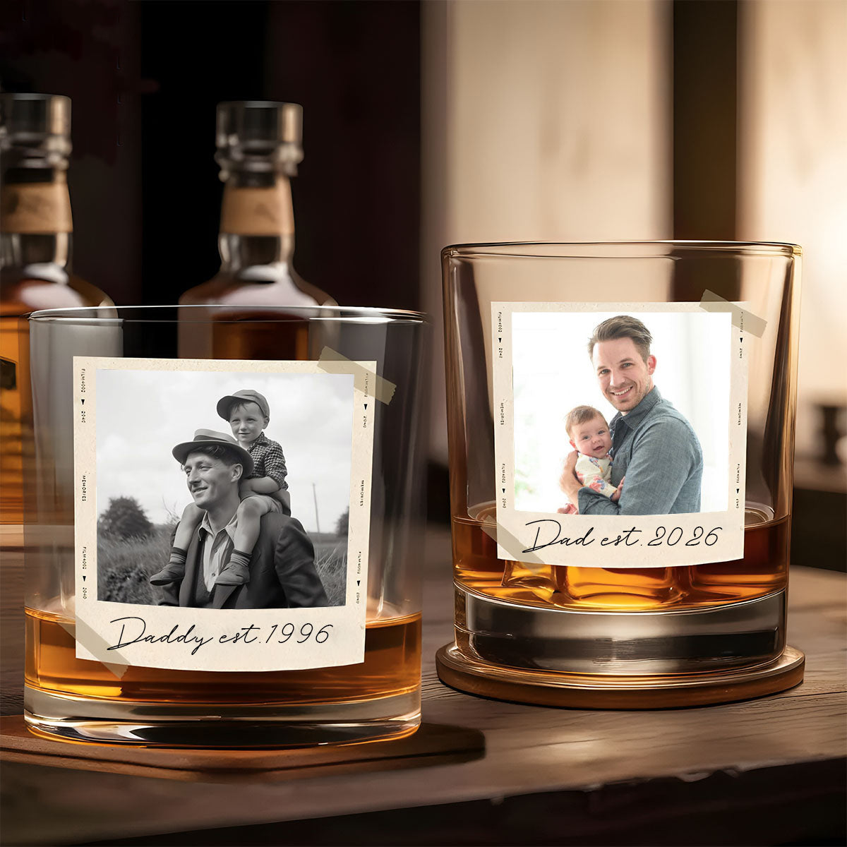 Father’s Day Personalized Photo Whiskey Glass For Dad & Grandpa