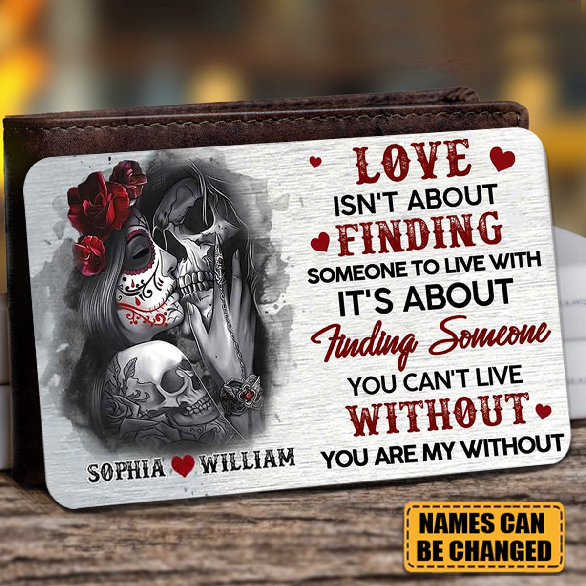 You Are My Without - Personalized Couple Skull Wallet Card