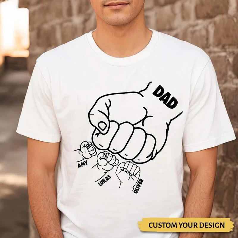 Dad Hand Bumps - Personalized T-Shirt - Best Gift For Father