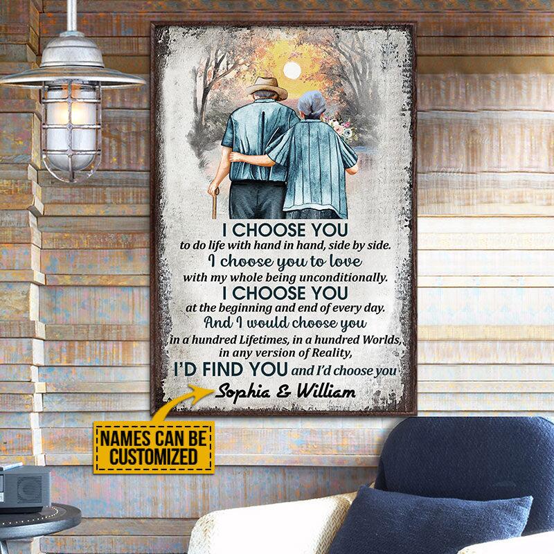 Family Old Couple Husband Wife I Choose You Personalized Canvas
