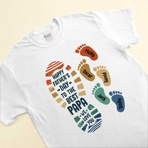 The Best Papa Grandpa Daddy Footprint Kids Personalized Shirt