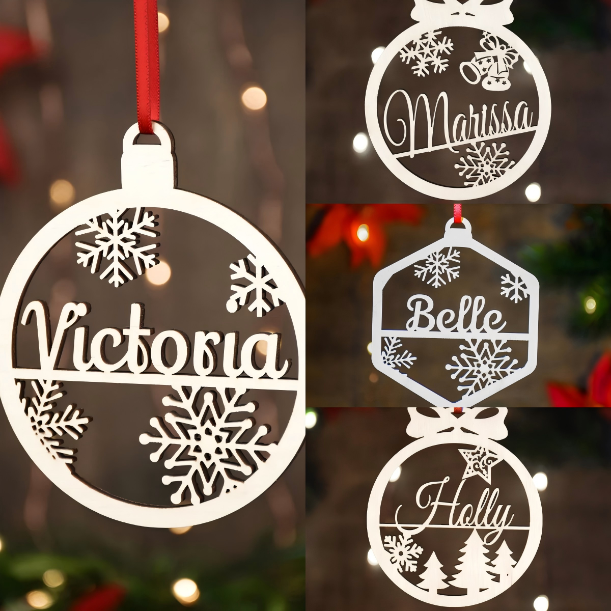 Custom Name Ornament | Personalized Christmas Wood Ornament