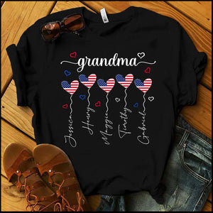 Grandma Heart Balloon Independence Day Personalized T-shirt