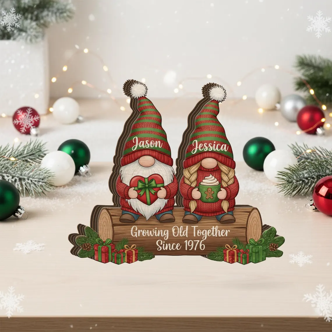 Christmas Growing Old Together Wooden Plaque, Anniversary Decor