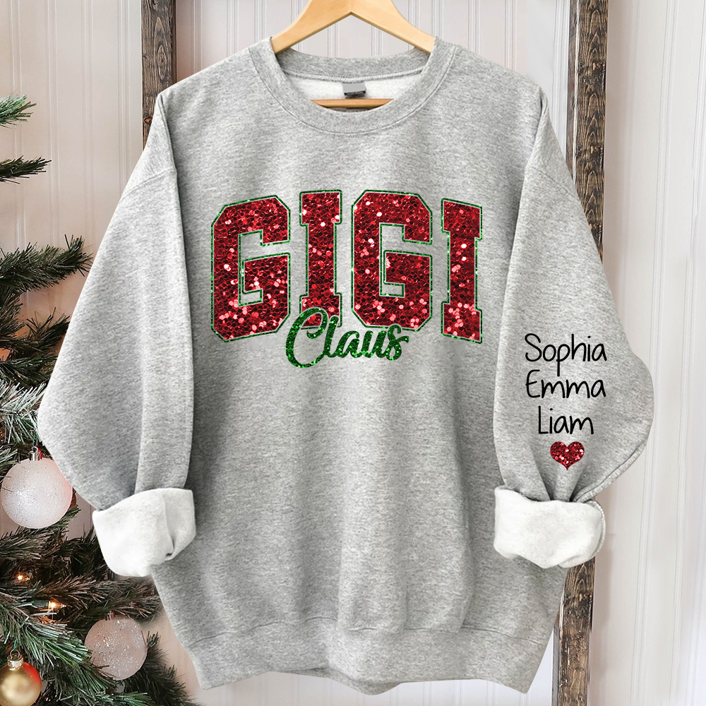 Personalized Grandma Claus Sweatshirt With Child's Name