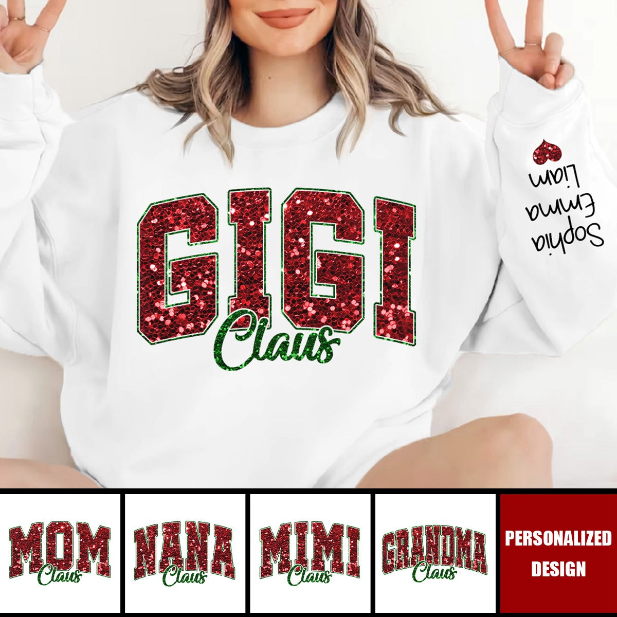 Personalized Grandma Claus Sweatshirt With Child's Name