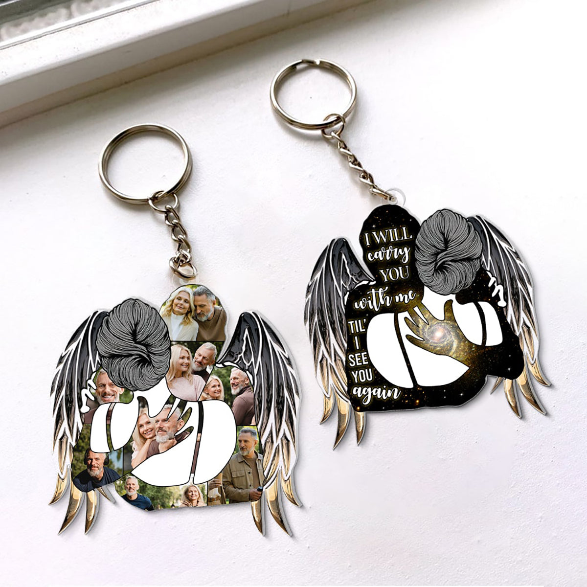 I'll Carry You With Me Till I See You Again - Personalized Photo Memorial Keychain