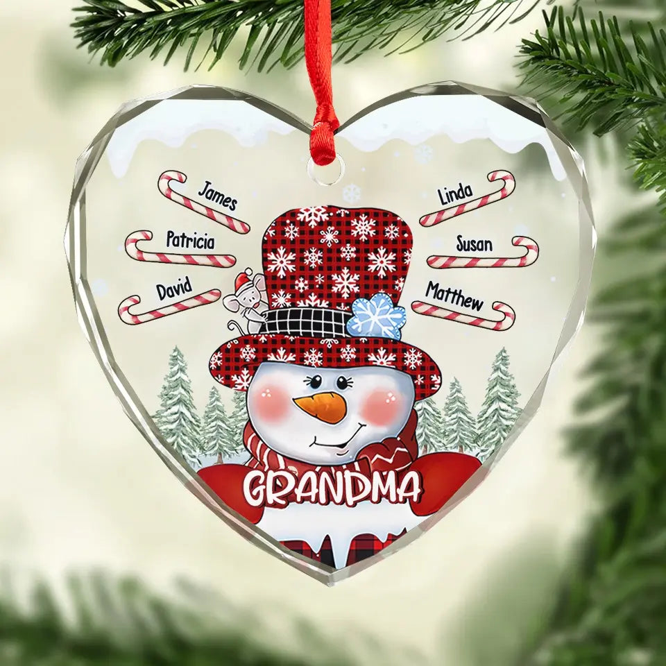 Personalized Christmas Snow Grandma Heart-Shaped  Orament