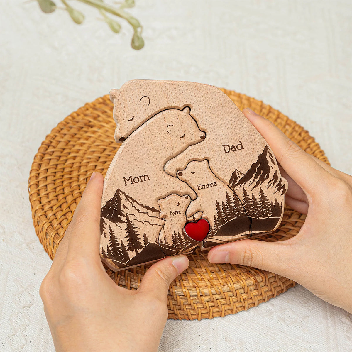 Father's Day Gift, Personalized Wooden Bear Family Puzzle