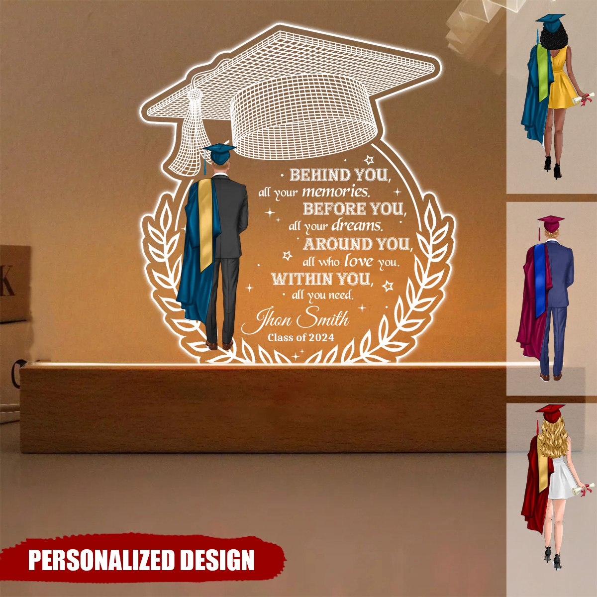 Behind You All Your Memories Graduation Gift Personalized LED Night Light