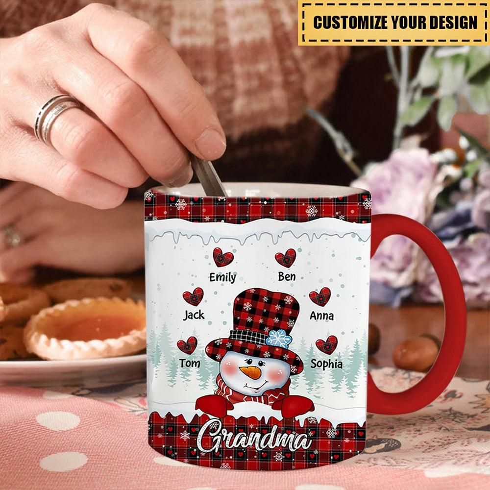 Christmas Snowman Grandma Sweet Heart Kids Personalized Mug