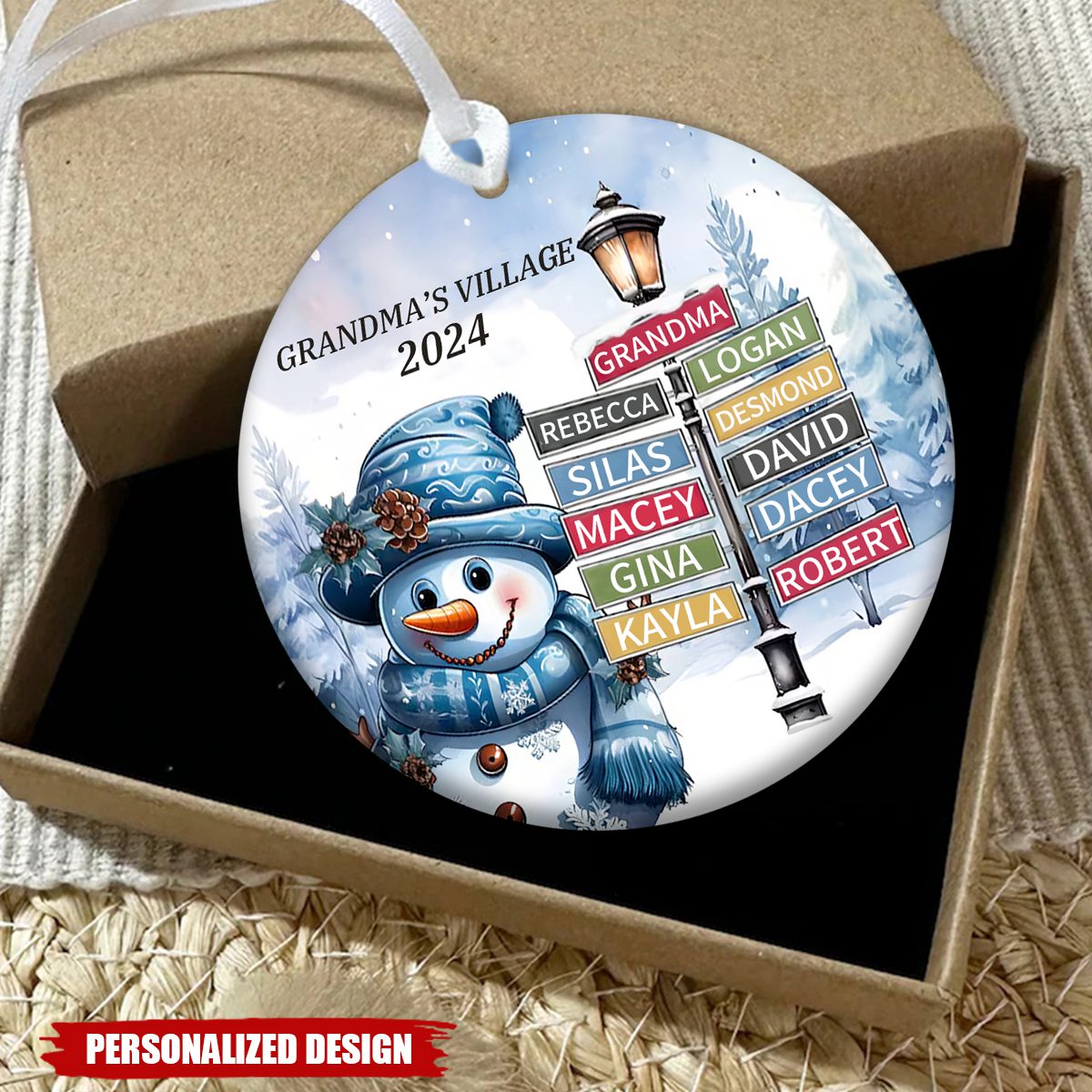 Grandmas Keepsake Snowman Ornament With Kids Personalized Ornament